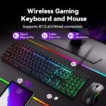 Redragon S107-KS Wireless Gaming Keyboard and Mouse, RGB Backlit, 3 Mode (Wired/2.4G/BT) - Image 2