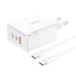 FONENG GAN65 3-Port 65W GaN Fast Wall Charger (USB-C to USB-C Cable Included)