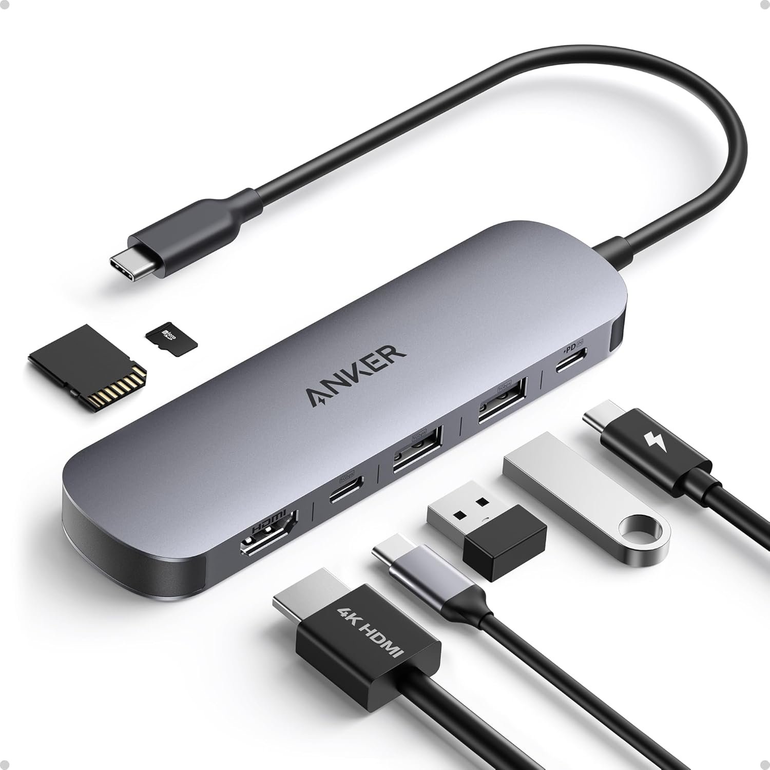 6081d1c2069a3e051b7dede84548f167 Anker USB C Hub 7in1 Multi-Port USBC Hub with 4K HDMI 85W PD, USB-C and 2 USB-A 5Gbps Data Ports - Image 1