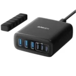 Anker Desktop Charger Fast Charging USB C Charger with 112W 6-Port Black Cable not Included